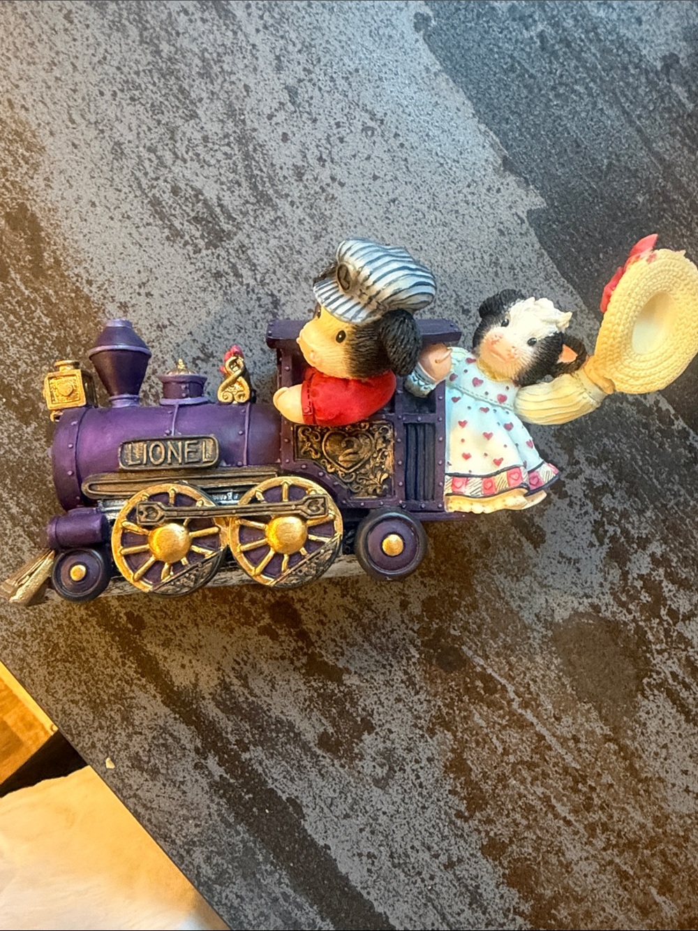 Enesco Mary’s Moo Moos Lionel Purple Decorative Train Figurine